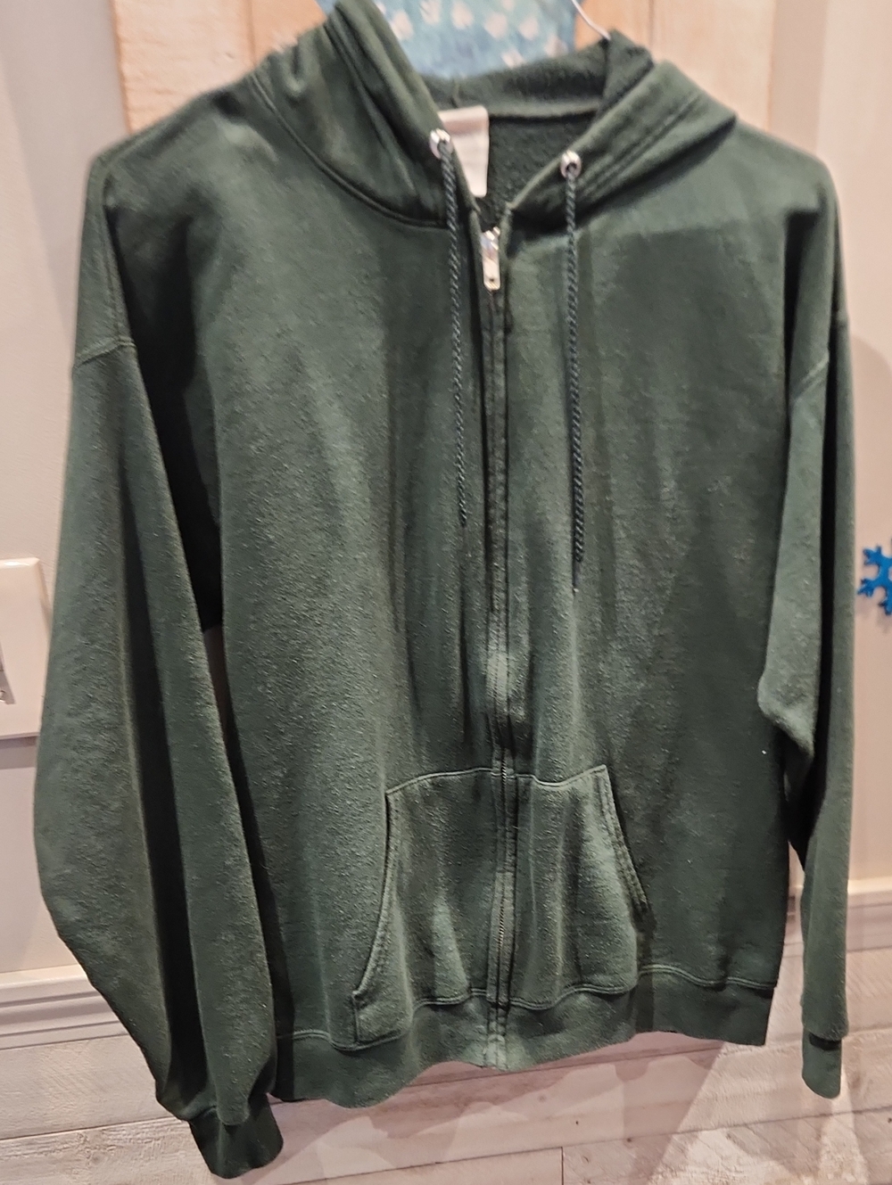 Hanes Eco Smart Men's Dark Green Full-Zip Hoodie Sz L